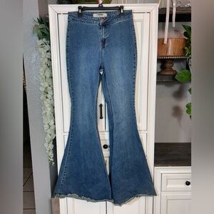 Rock & Roll Denim Blue Jean Mega Flare Pants Size 28 High Rise Stretchy